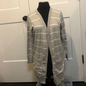 Gray & white striped sweater